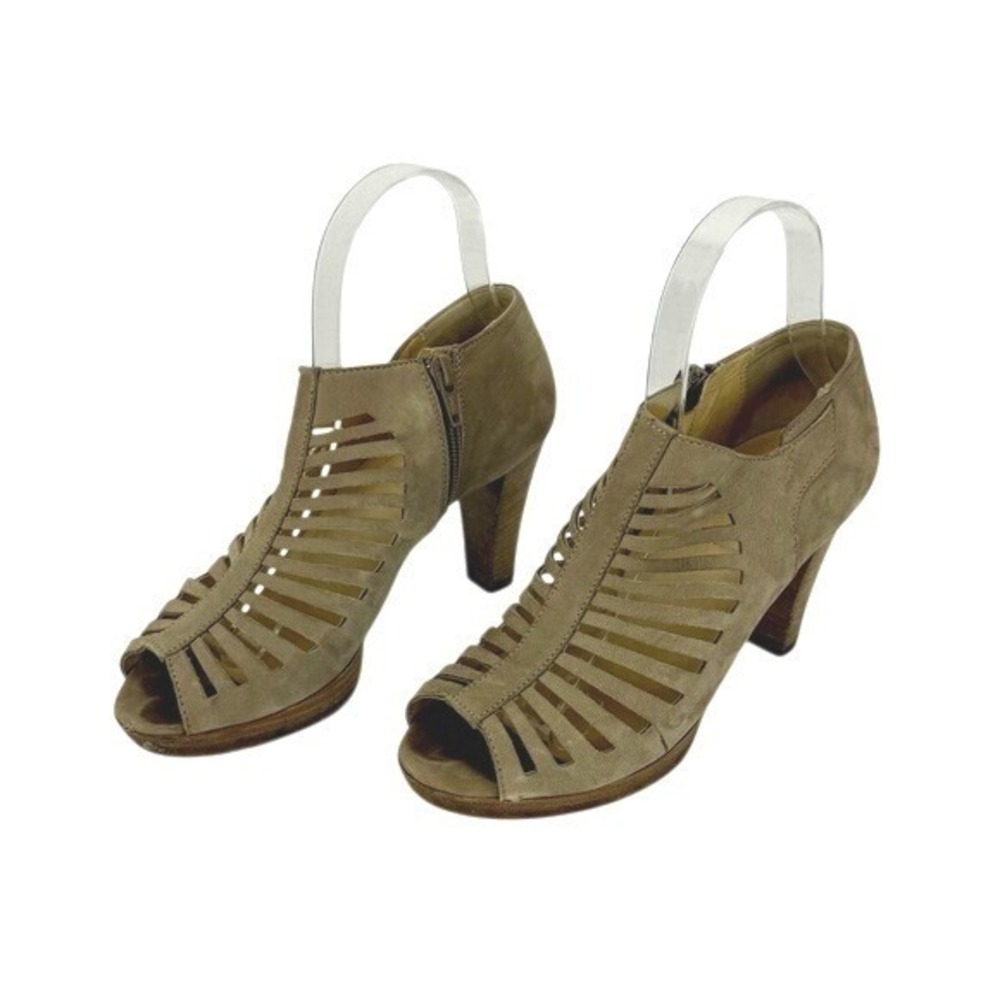Paul Green Munich Brown Size 6 UK 3.5 Ankle High Heel Sandal Peep Toe Side Zip